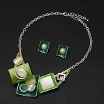 Bohemian Oval Crystal Opal Necklace & Earrings Set