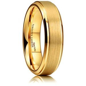 King Will 6mm Matte Gold Tungsten Wedding Band