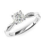 14k White Gold Twisted Vine Diamond Engagement Ring