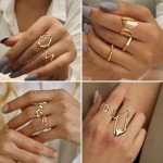 Gold Chunky Ring Set - 9 Adjustable Rings