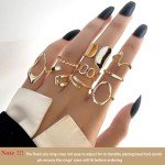Gold Chunky Ring Set - 9 Adjustable Rings