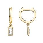 14K Gold Plated Dangle Huggie Earrings for Women