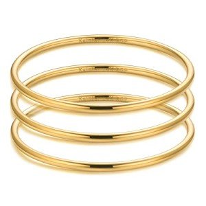 14K Gold Plated Thin Round Bangle Bracelet for Women