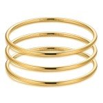 14K Gold Plated Thin Round Bangle Bracelet for Women