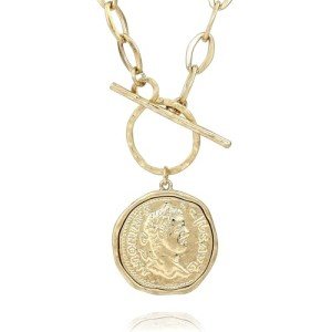Trendy Chunky Gold Coin Statement Necklace