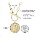 Trendy Chunky Gold Coin Statement Necklace