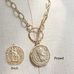 Trendy Chunky Gold Coin Statement Necklace