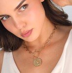 Trendy Chunky Gold Coin Statement Necklace