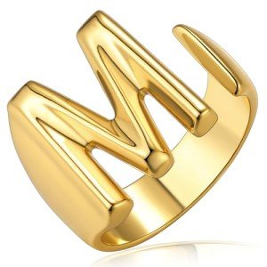 Gold Initial M Chunky Adjustable Ring for Women