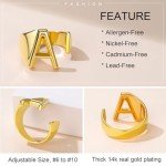 Gold Initial M Chunky Adjustable Ring for Women