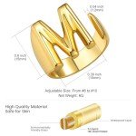 Gold Initial M Chunky Adjustable Ring for Women