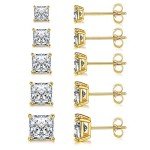 MDFUN 18K Gold Plated Square CZ Stud Earring Set