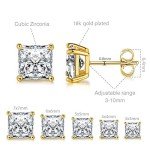 MDFUN 18K Gold Plated Square CZ Stud Earring Set