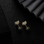 MDFUN 18K Gold Plated Square CZ Stud Earring Set