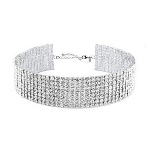 Stunning 8 Row White Gold Fake Diamond Choker