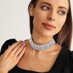 Stunning 8 Row White Gold Fake Diamond Choker