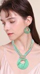 Colorful Beaded Multi Strand Necklace with Shell Pendant