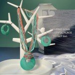 Colorful Beaded Multi Strand Necklace with Shell Pendant