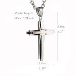 HZMAN Men's Polished Silver Cross Pendant Necklace