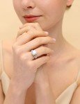 Elegant Emerald Cut CZ Sterling Silver Ring Set