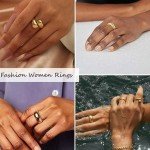 KOHOTA 6PCS Chunky Gold Dome Rings for Women