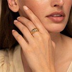 KOHOTA 6PCS Chunky Gold Dome Rings for Women