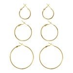 Gold Hoop Earrings Set for Women - 3 Pairs