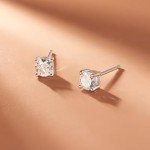Platinum Plated Sterling Silver Cubic Zirconia Studs