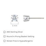 Platinum Plated Sterling Silver Cubic Zirconia Studs