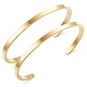Gold Twisted Cuff Bracelets for Couples - 2 Pcs