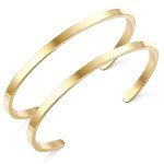 Gold Twisted Cuff Bracelets for Couples - 2 Pcs