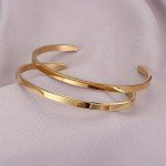 Gold Twisted Cuff Bracelets for Couples - 2 Pcs