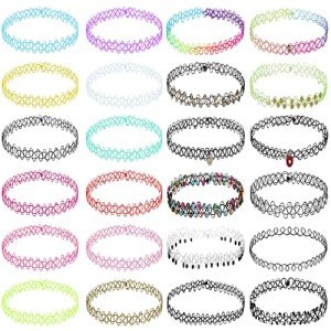 24PC 90s Tattoo Choker Necklace Set for Women