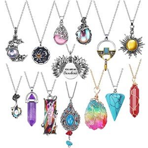 14 Pcs Vintage Crystal & Chakra Healing Necklaces