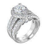 Wuziwen 4-Ct Women's Engagement Ring Set in Silver