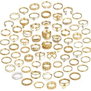 68 Pcs Gold Stackable Knuckle Rings Set