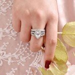 Wuziwen 4-Ct Women's Engagement Ring Set in Silver