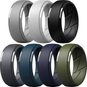 ThunderFit Men's Silicone Wedding Rings - Multipack