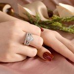 Wuziwen 4-Ct Women's Engagement Ring Set in Silver