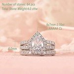 Wuziwen 4-Ct Women's Engagement Ring Set in Silver