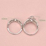 Wuziwen 4-Ct Women's Engagement Ring Set in Silver