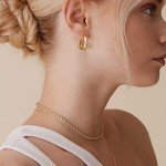 Gold Plated Chunky Hoop Earrings for Women