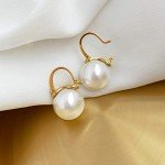 Elegant Gold Plated Pearl Drop Earrings for Women