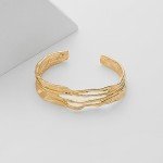 Gold Hammered Cuff Bracelet for Women - Adjustable