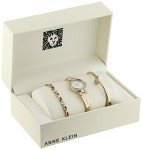 Anne Klein Crystal Accented Bangle Watch Bracelet Set