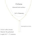 Dainty Gold Lariat Necklace with Teardrop Charm