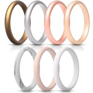Thin Stackable Silicone Bridal Ring Sets for Women