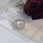 Stylish Baroque Pearl Silver Ring for Women