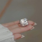 Stylish Baroque Pearl Silver Ring for Women