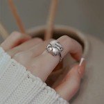 Stylish Baroque Pearl Silver Ring for Women